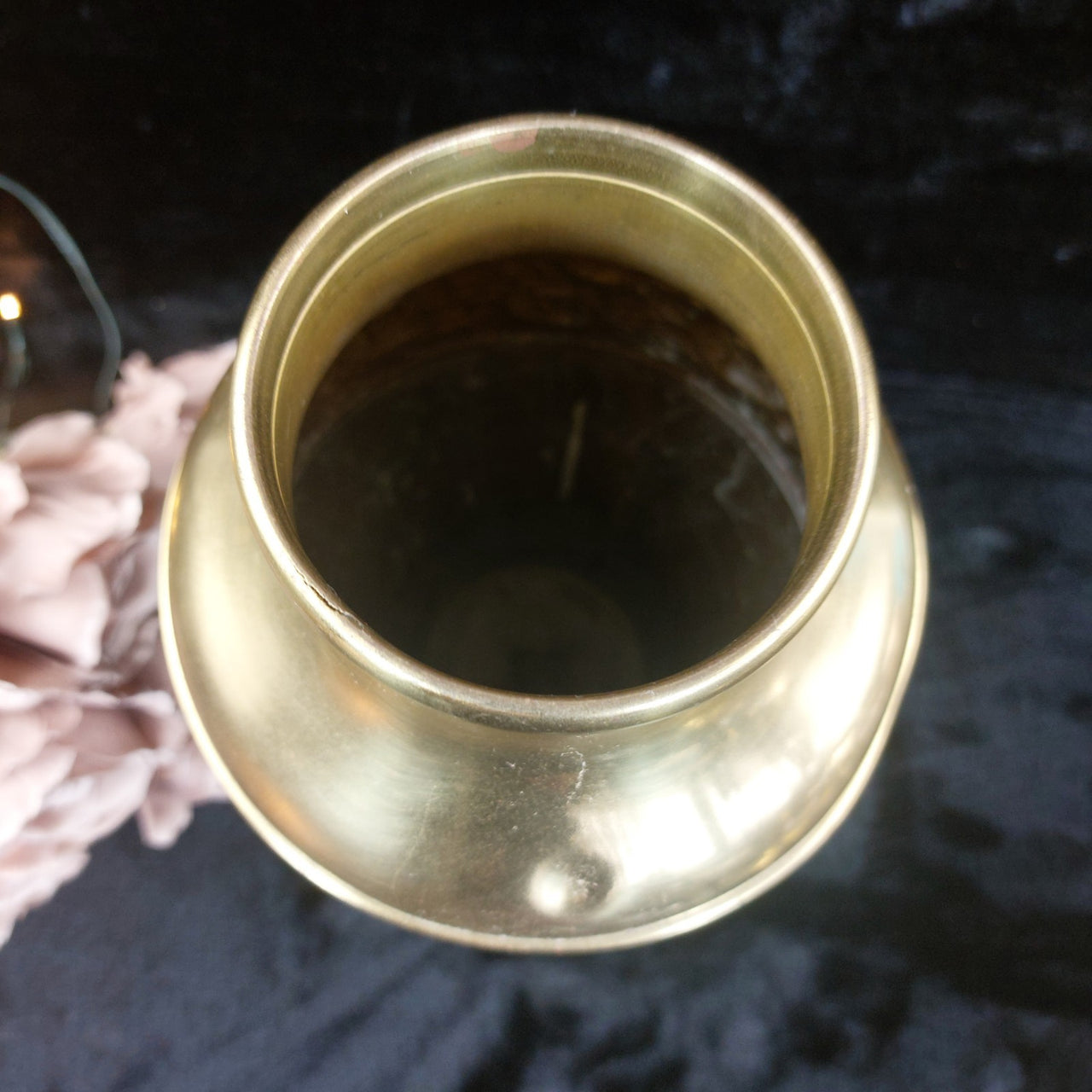 Vtg/ Antique Brass Vase Embossed Floral Design   Decor Patina Dent Wear 13" gift8