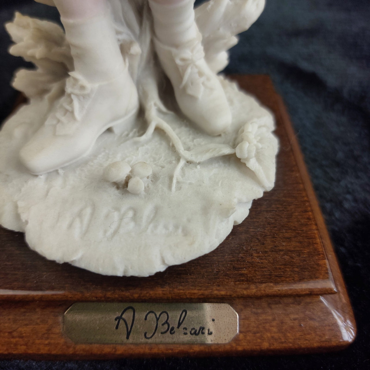 V. Belcari Figurine Boy with Dog Italy Armani Porcelain Sculpture Vintage 8"10