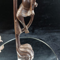 Thumbnail for Sri Lankan Wood Statue Acceptable – Stilt Fisherman Sculpture Hat Broken Brown3