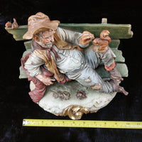 Thumbnail for Original Merli Bruno Figurine Capodimonte Italy old Man on Bench with Squirrel16