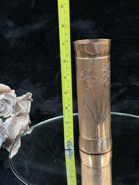 Thumbnail for antique copper vase Arts and Crafts Period with Motifs Floral heavy Collectable7