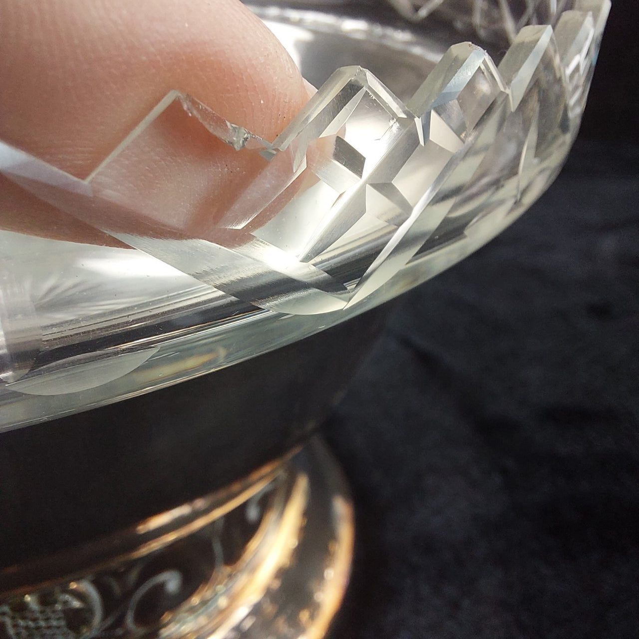 Silverplate Pedestal Bowl Cut Worn 8" Wide Glass Insert Grape Motif Acceptable4