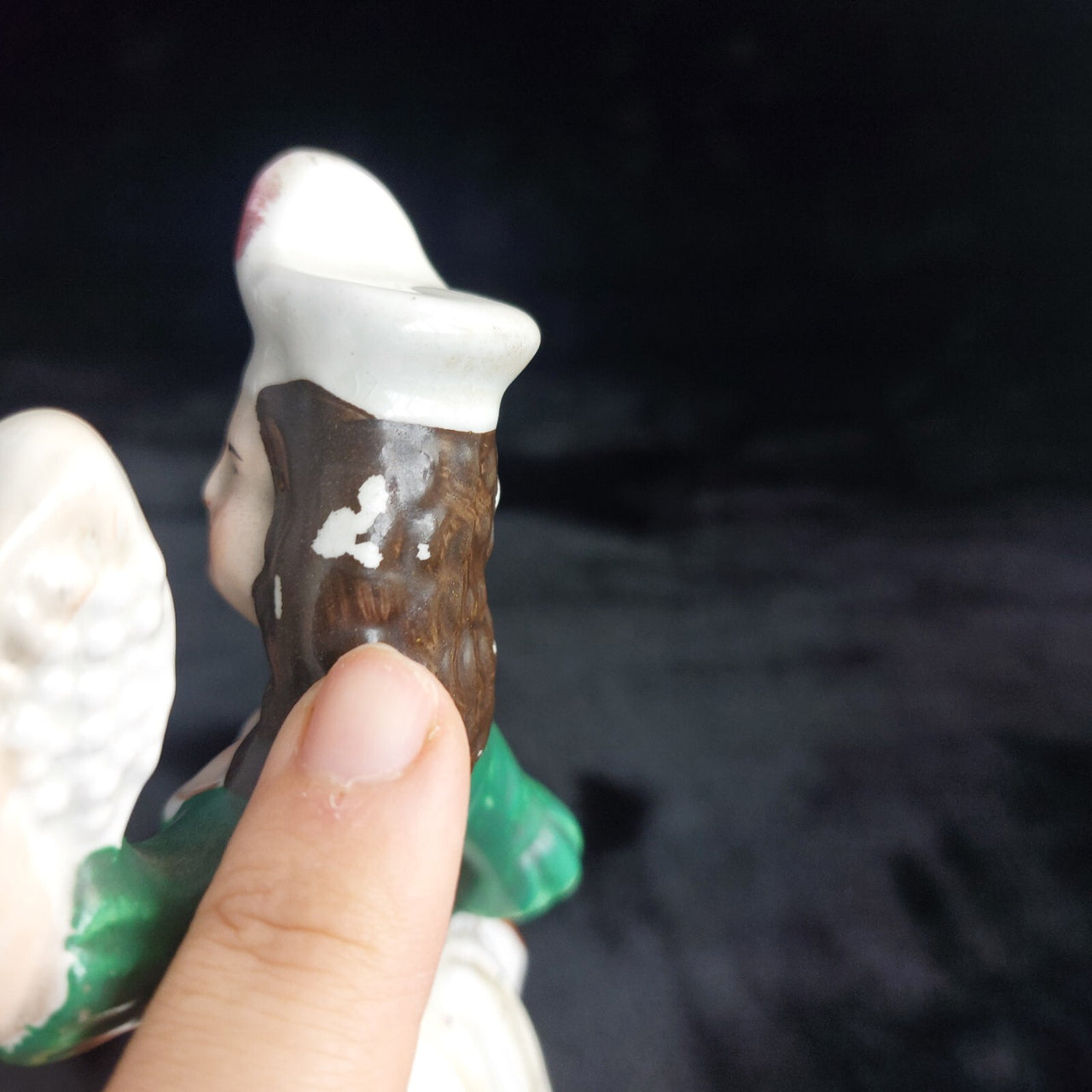 Antique Staffordshire Woman Figurine Paint Loss Damaged Leg 9.5"  6