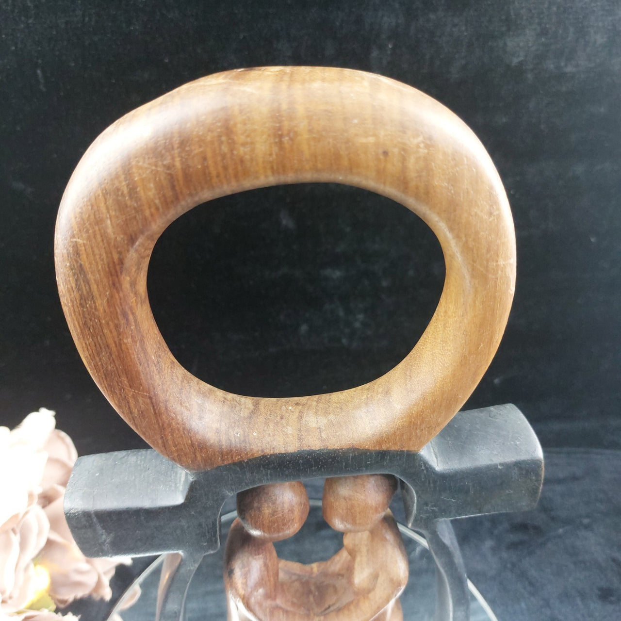 Very Rare Hand Carved Wooden Couple Sculpture – Good Condition, Abstrac 15" Tall7