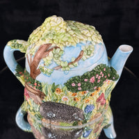Thumbnail for Annie Village Rowe Collectables Teapot Hedgehog Garden Scene 731g Hand Painted4