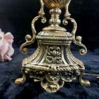 Thumbnail for Stunning Ornate Rococo Brass Lamp French Styl Heavy Urn Scroll Base 19