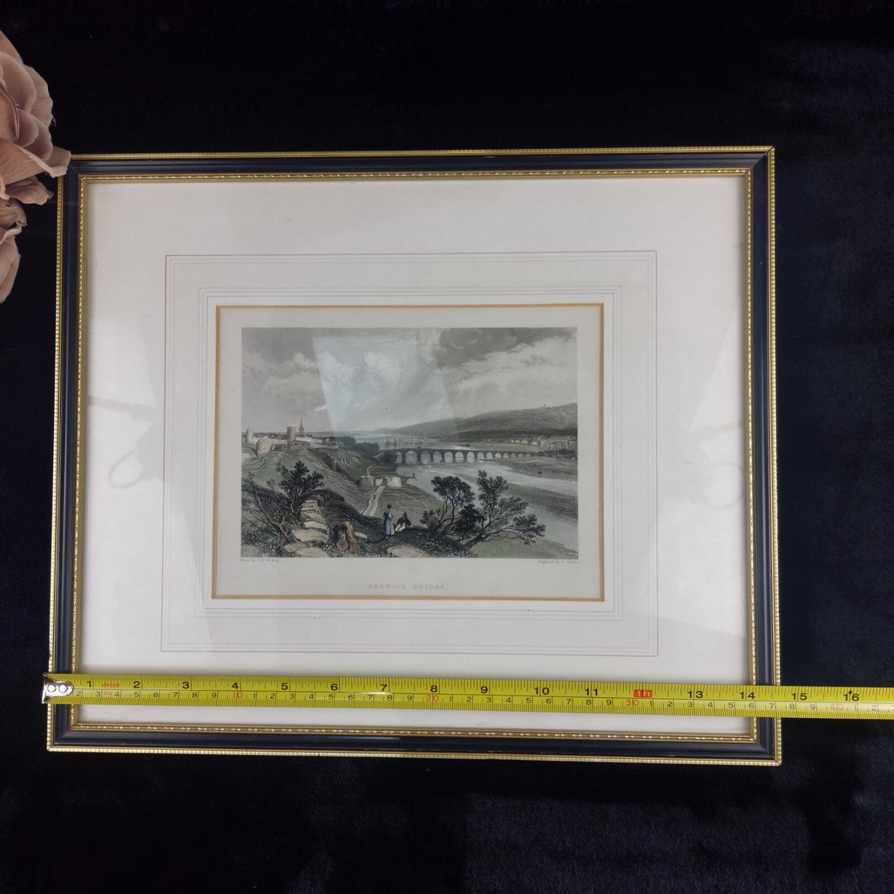 19th Century Steel Engraving by J.D. Harding & W. Finden Berwick Bridge Framed4