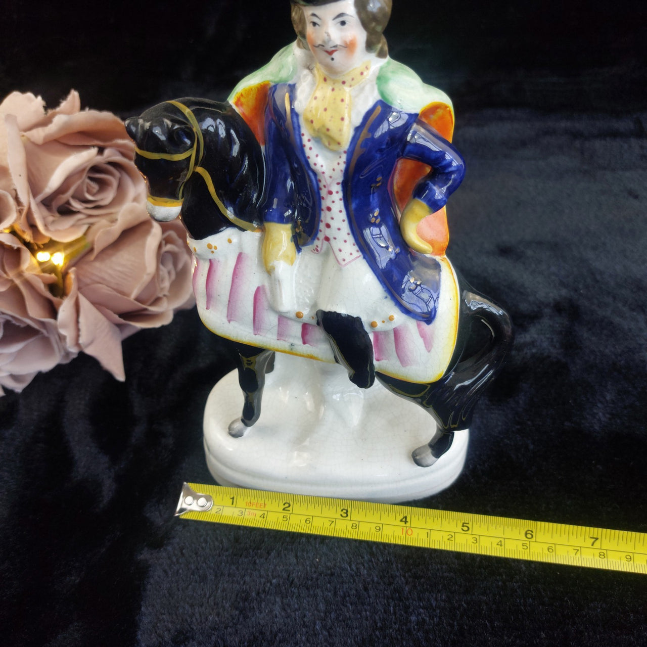 Rare Staffordshire antique 1860s Figurine – Man on Horseback, 9" see leg Medium2