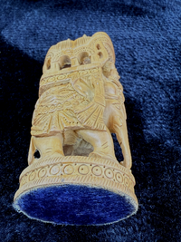 Thumbnail for Hand-Carved Wooden Elephant Figurine, with Rider and Howdah, decor Intricate10