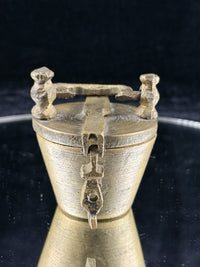 Thumbnail for Antique Indian Brass Travel Nesting Cups with Lidded Case â 5 Pc Set 646g Scal12