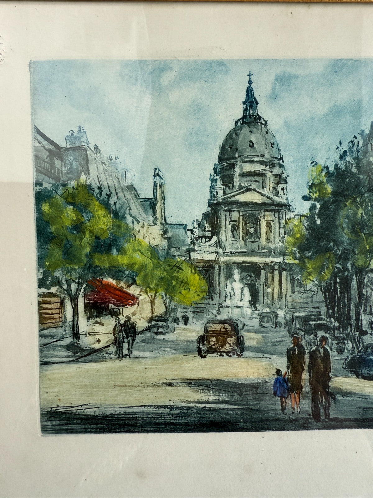 Parisian Street Scene Watercolors -Etchings by "Bauss" and "Lassu" Set of 29