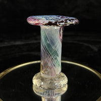 Thumbnail for Studio Glass Art Mini Vase Swirled Multicolor Pulled Rim Blown 3.5” ArtGlass0