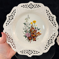 Thumbnail for Royal Creamware Floral Gift Plates x2 Buttercups Wild Roses Ltd Ed England 10.5