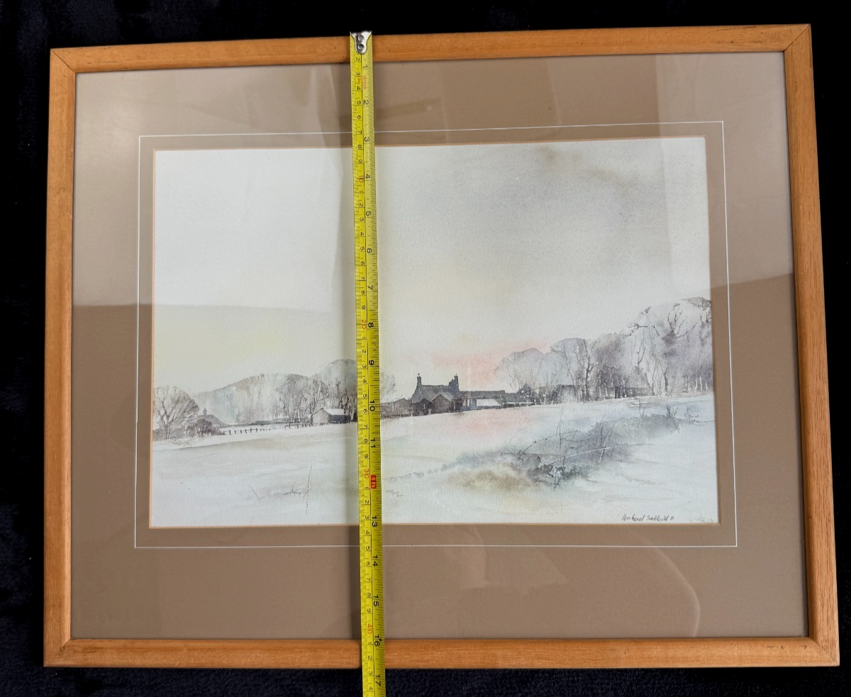 Rustic Charm: An Original Michael Salthill Watercolor Paper Landscape Print.6