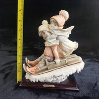 Thumbnail for Giuseppe Armani 1992 Florence Children on Sled Figurine Winter Scene Sculp 9