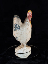 Thumbnail for Hand Wooden Carved Rooster Statue – Rustic Folk Art Painted Chicken 15