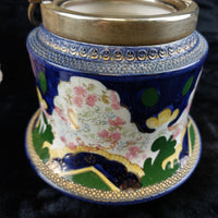 Thumbnail for Early Biscuit cookie Jar 1900's William Wood & Co. Enamel & Brass Antique Type6