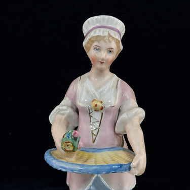 Antique German Porcelain Lady Figurine Serving Tray Victorian Style Decor1