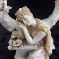 Thumbnail for Antique German Victorian Porcelain Flowerscandle hold Candelabra Lady Gold Gilt10