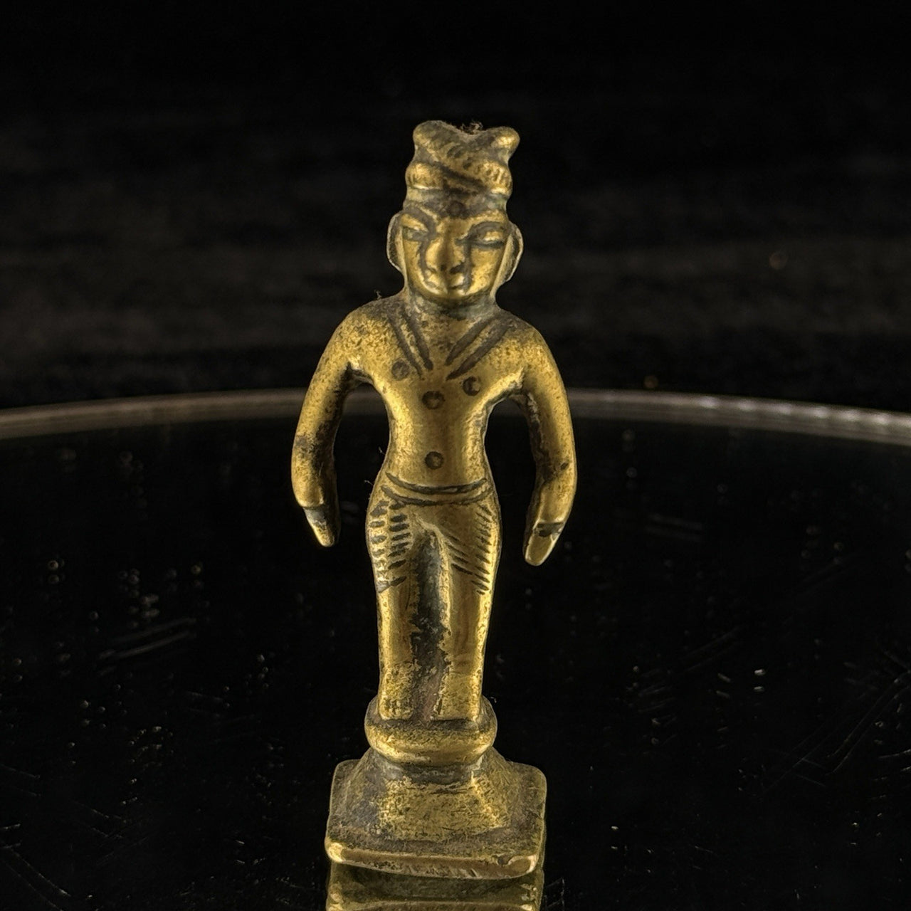 Antique 1800s Brass Tribal Figurine India Folk Art Deity Statue Handmade de 2.5”0