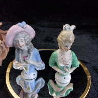 Thumbnail for Germany Half Porcelain Doll Pair Lady Figurines Hand Painted 4.2 in 1006 Vintage3