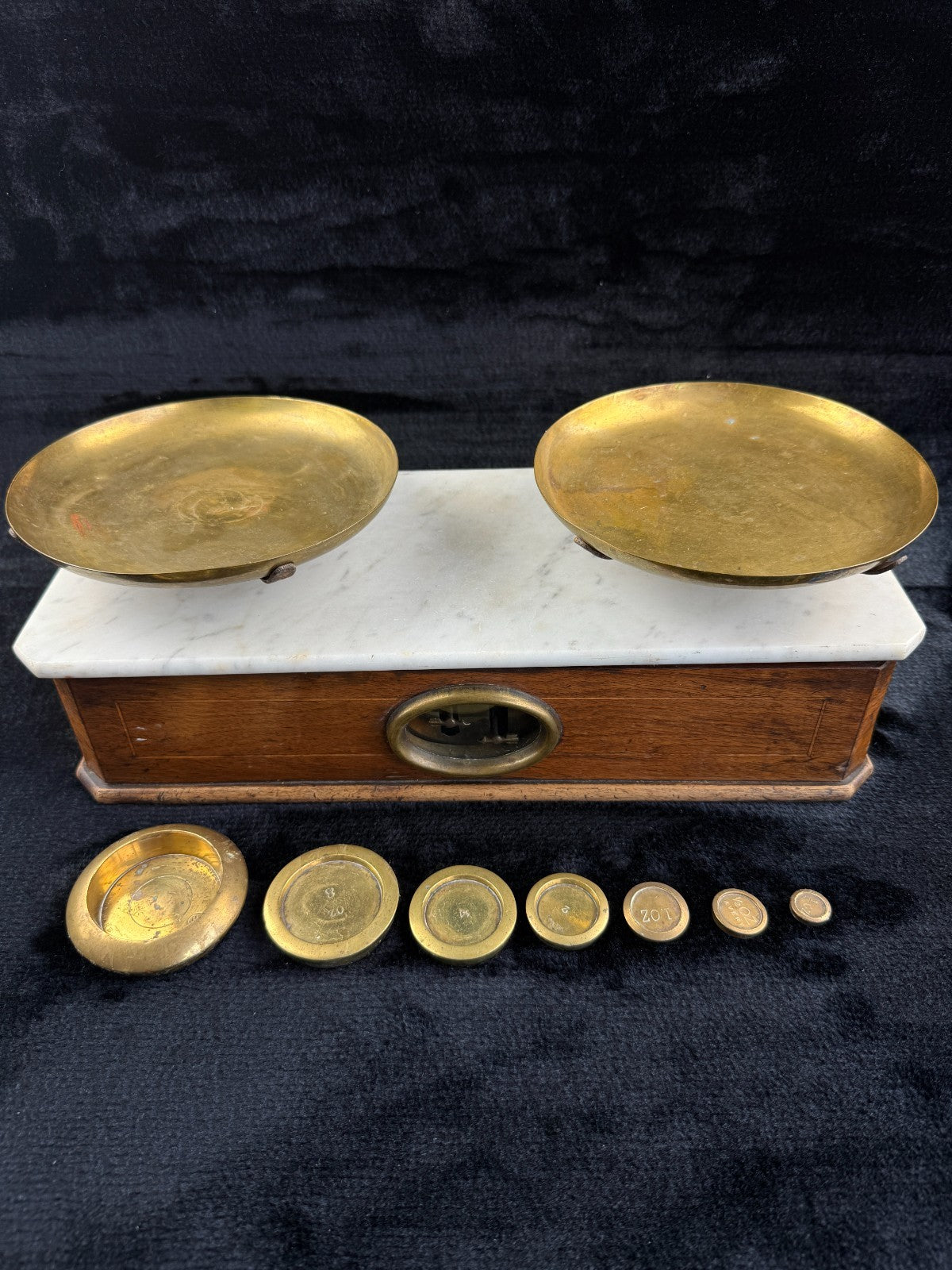 Rare Antique Victorian Apothecary Balance Scale with Marble Base & Brass Weight6