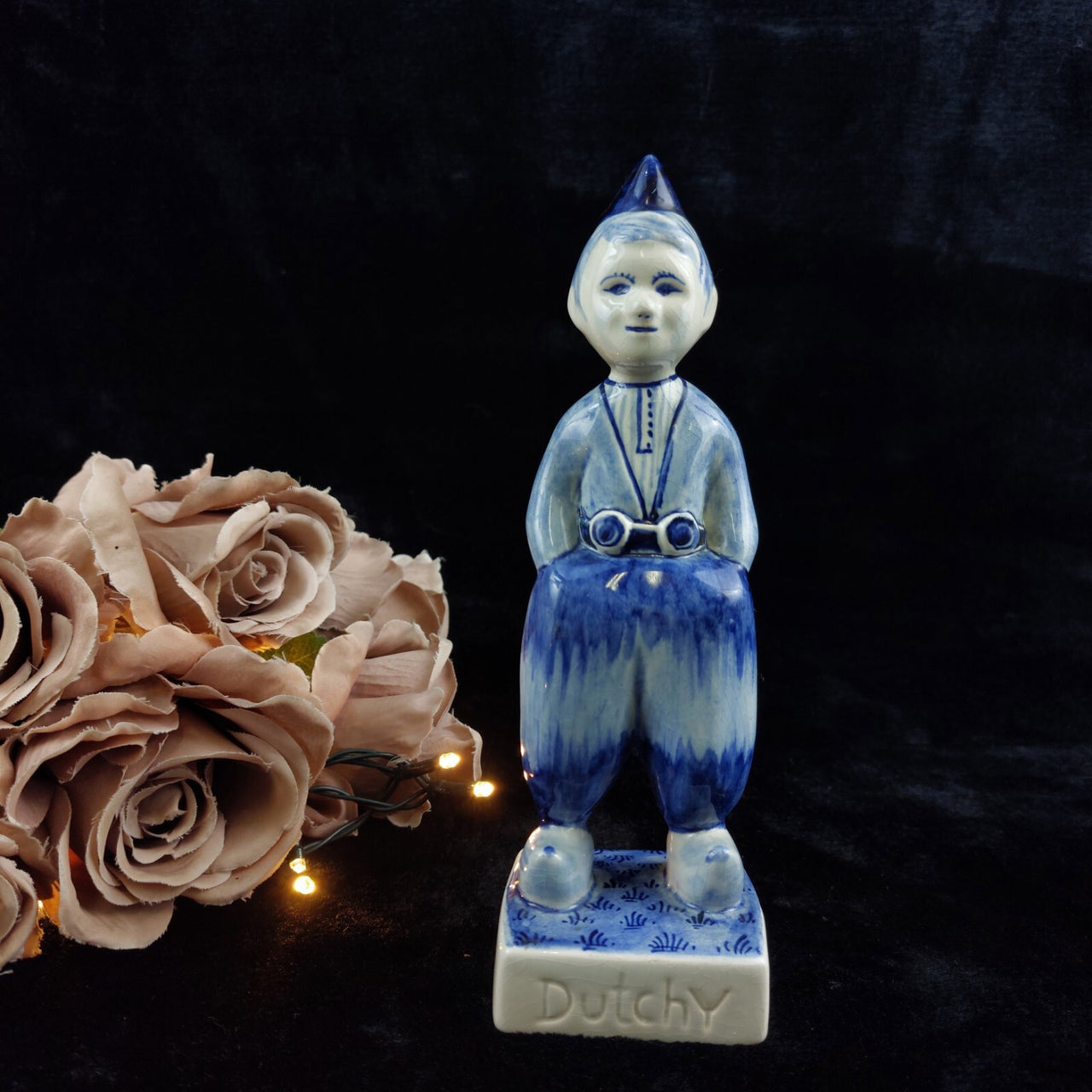 Delft-Style Hand-Painted "Dutchy" Figurine -1960-70's Blue United Kingdom Figure0