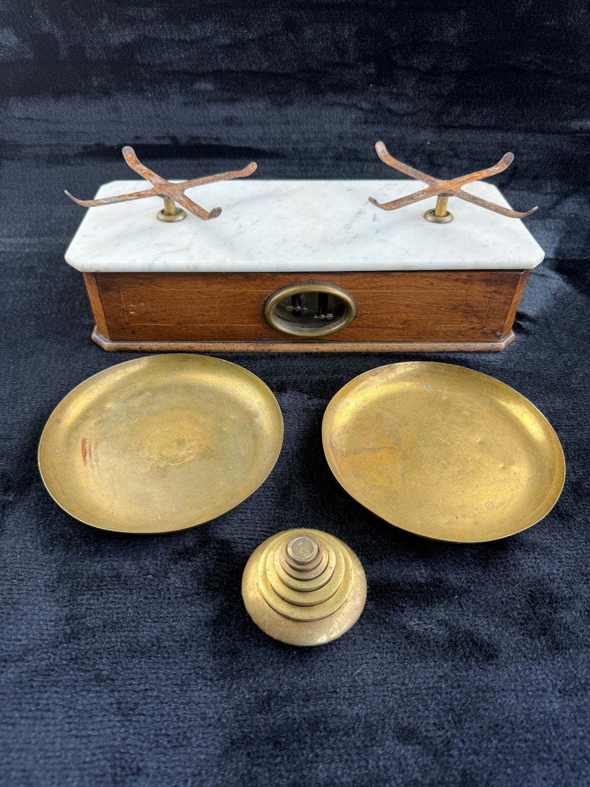 Rare Antique Victorian Apothecary Balance Scale with Marble Base & Brass Weight22