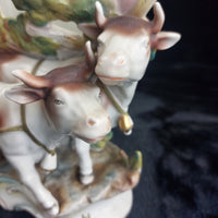 Thumbnail for Rococo Antique Dresden Style Figural Group Vase Man Ploughing Oxen Hand Painted7