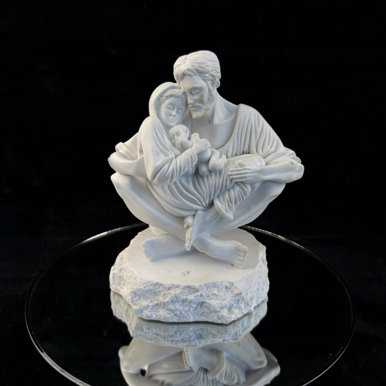 Holy Family Statue Sculpture  Signed/Marked 1999  White Alabaster/Resin Compos14