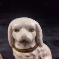 Thumbnail for Antique Staffordshire Dog Style Figure pair White Accents Gold bookshelf decor5