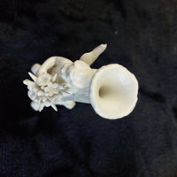 Thumbnail for Antique Italy Cherub Figurines Pair 6.5in Porcelain White Trumpet Flowers Damage6