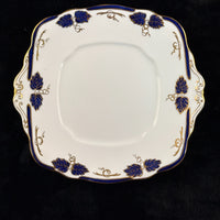 Thumbnail for Rare Royal Albert Crown 1930s Cobalt Blue 2 Trios & Cake Plate Set England. 7
