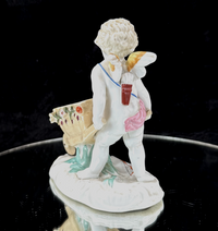 Thumbnail for Antique Cupid German Porcelain Figurine w Wheelbarrow Match Holder SPM see pics.6
