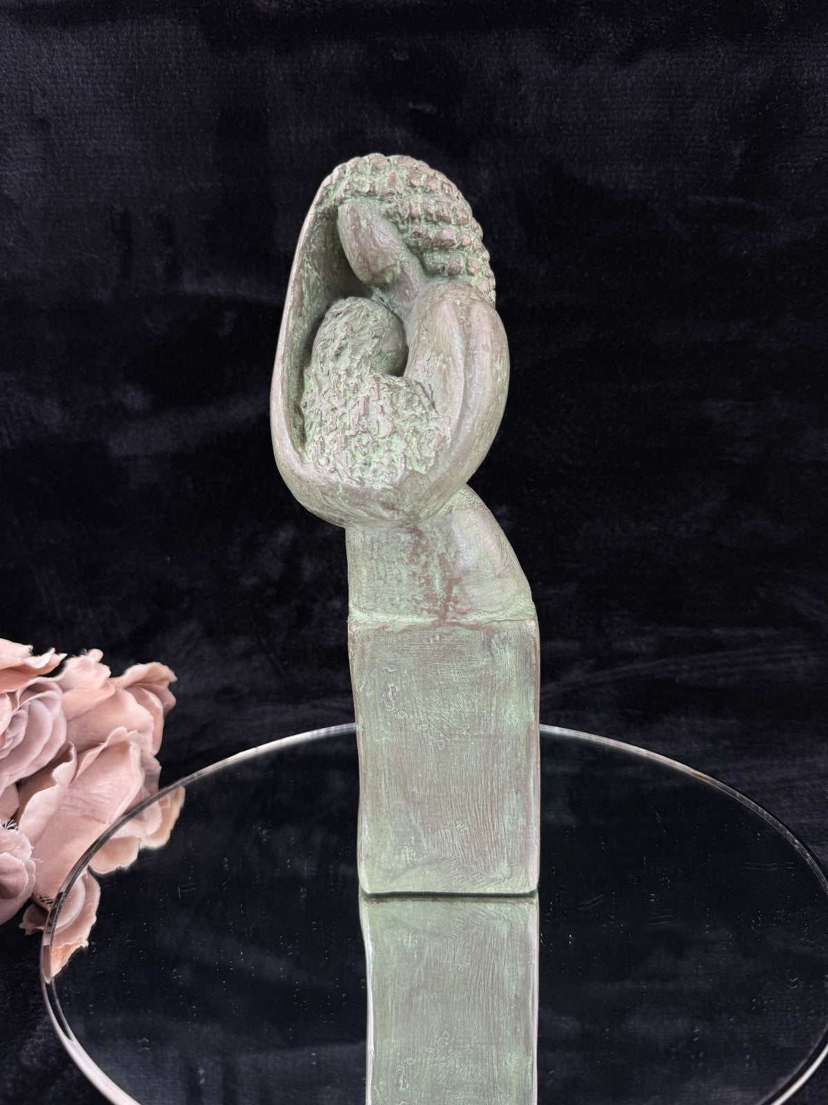Zmira Cinnamon Bronze Abstract Mother & Child Sculpture Patina Finish Handmade d3