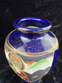 Thumbnail for Oriental Hand-Painted navy blue Vase - 'Foreign' Mark Antique Porcelain Satsuma.6