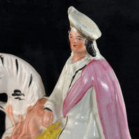 Thumbnail for 1800s Staffordshire Pottery Large Horse Rider Figure Hand Painted Antique seePic5