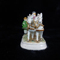 Thumbnail for Porcelain horse- marriage proposal scene 70s Drawn Carriage Vintage Music Box.11
