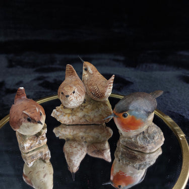 M Leadbetter Cornwall Bird Figurines – Set of 3 Wrens & Robin, 1979–81 Handcraft0