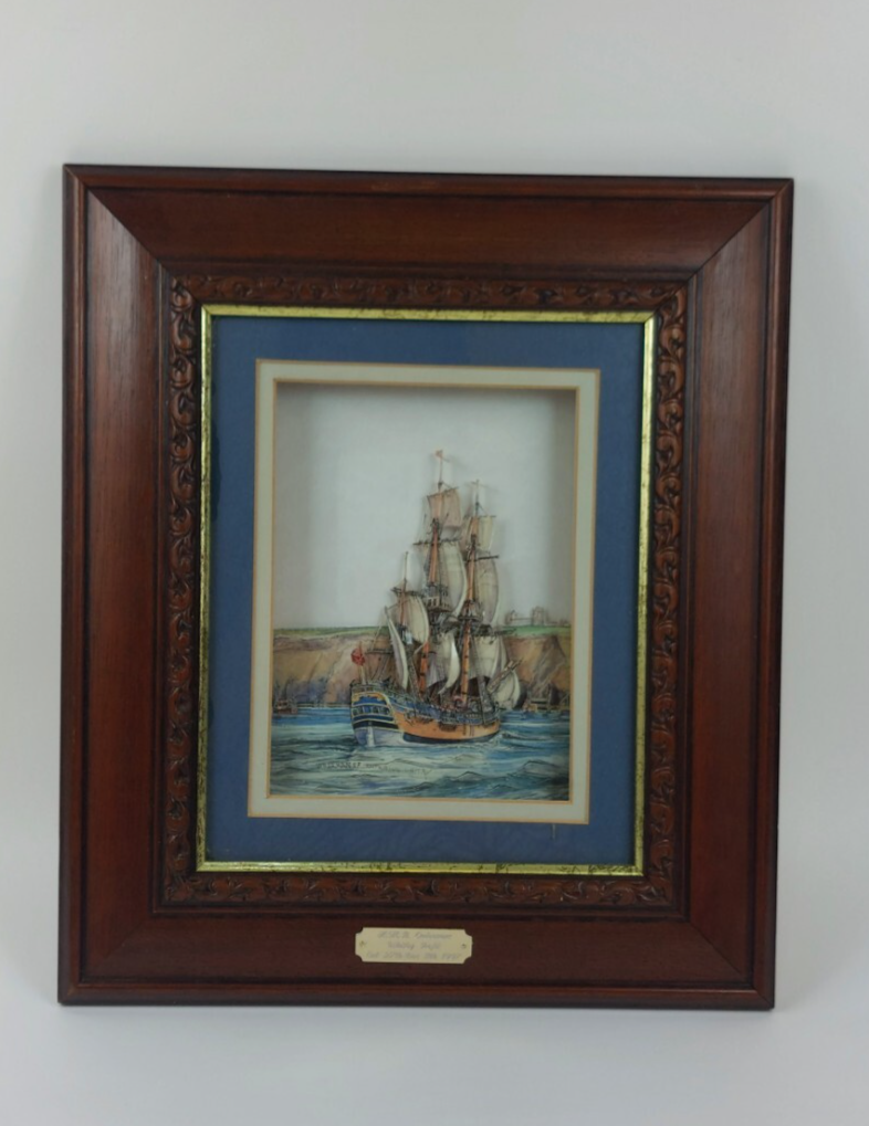Framed 3D Art H.M.B. Endeavour  Refit Handcrafted  Signed by Freeman Whitby5