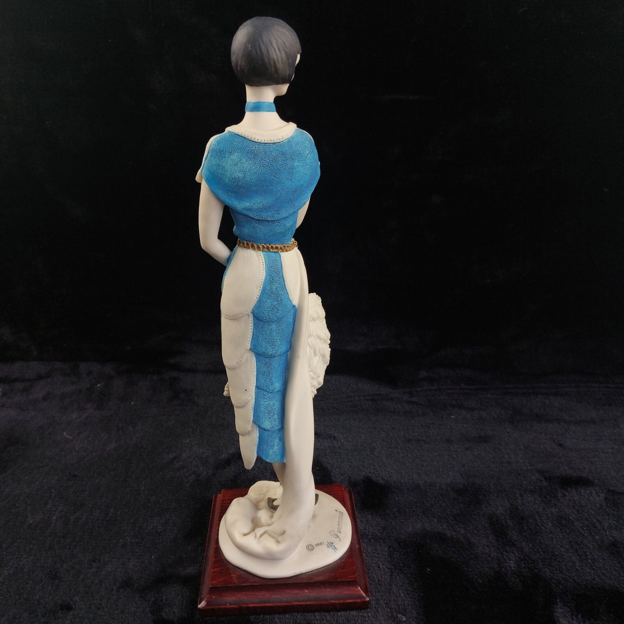 Florence Giuseppe Armani lady Figurine 1987 Art Deco in Blue 34cm decor Italy.7