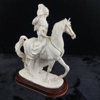 Thumbnail for The White Lady Figurine Elegant Matte Bisque Horseback Rider on Wood Base 12