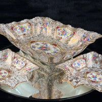 Thumbnail for James Pompadour Kent Chelsea Bowls x6 Center Dish Vintage Floral Gilt Set Large15