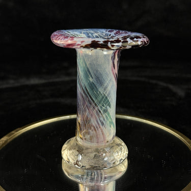 Studio Art Glass Mini Vase Swirled Multicolor Pulled Rim Blown Glass 3.5”0