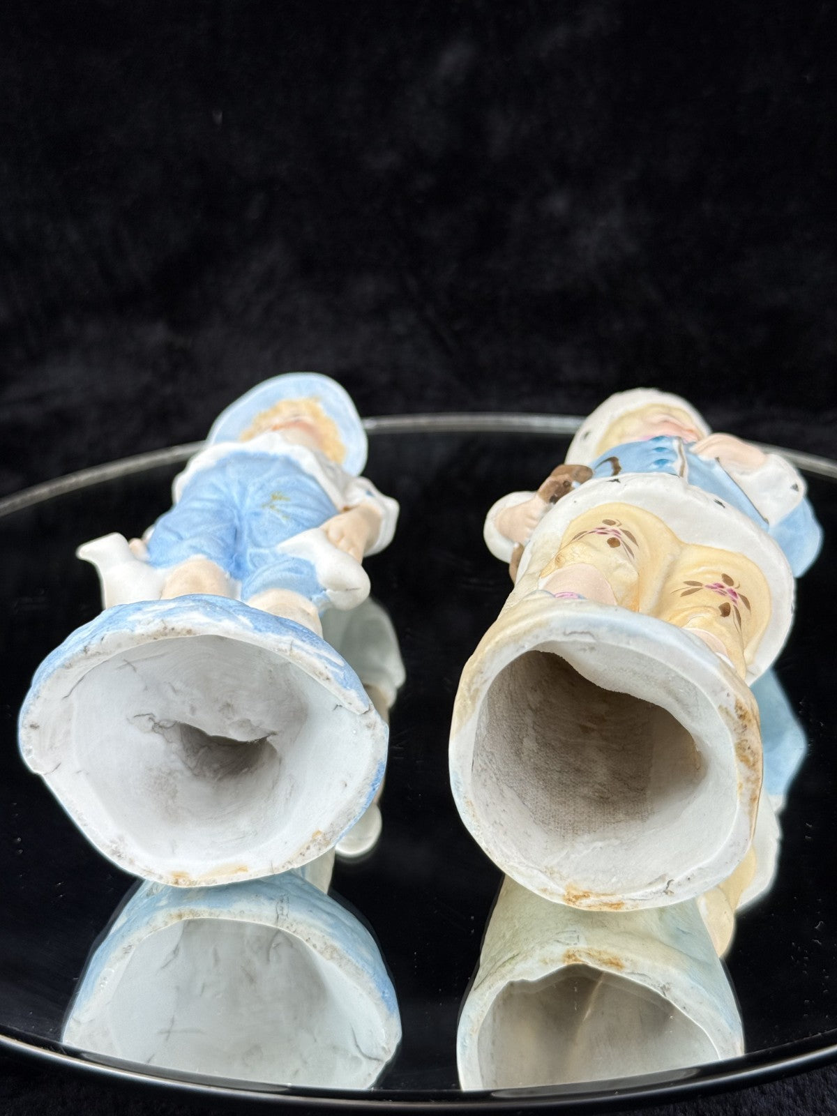 Antique 19th c German Porcelain Figurine Pair Two Children Bisque &Glazed Finish14