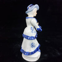 Thumbnail for Lady Porcelain Figurine – Blue & White Victorian Style United Kingdom Vintage5