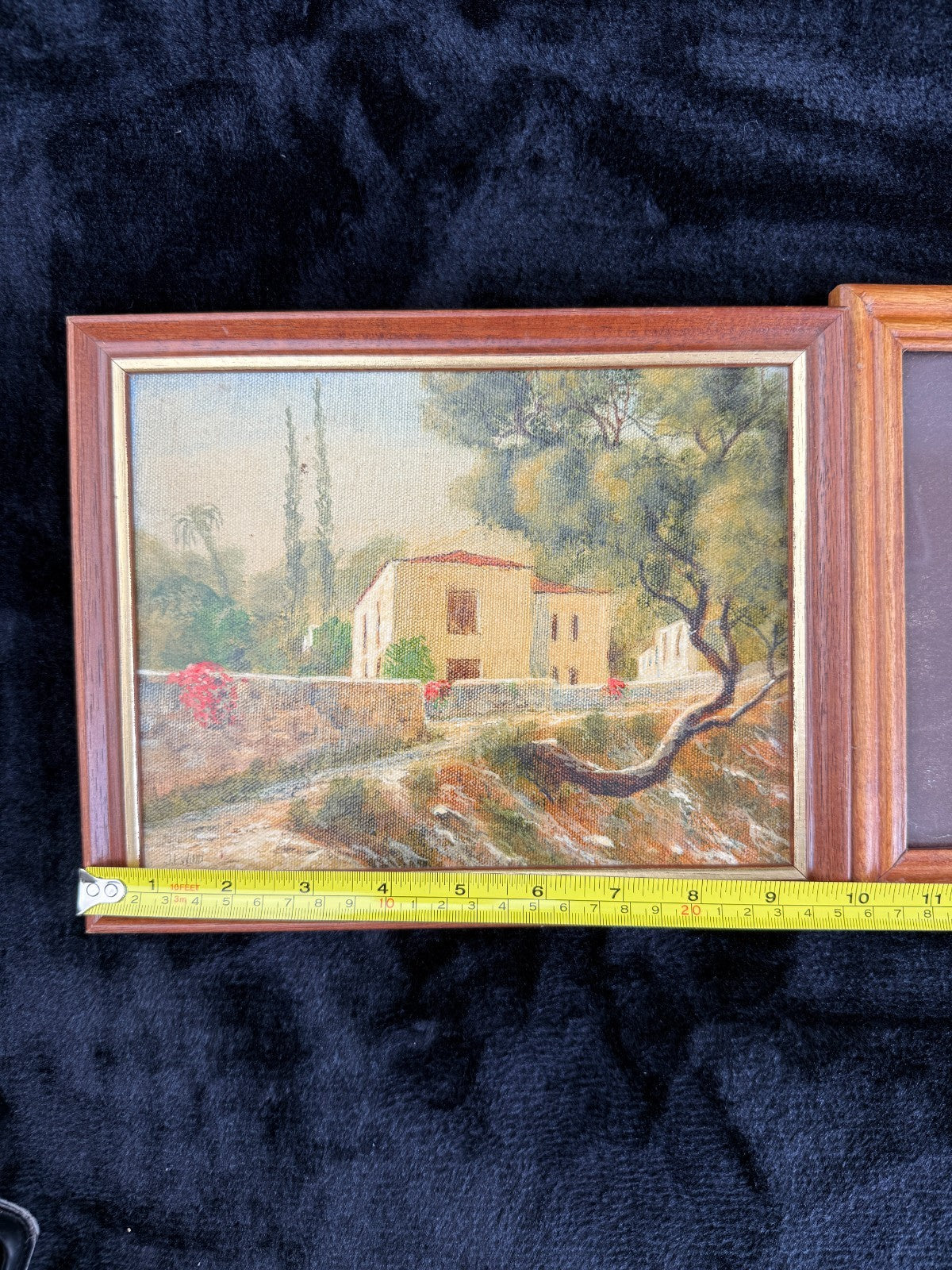 Charming Vintage Still MCM Life and Farmhouse Paintings wood brown Set of3 frame2