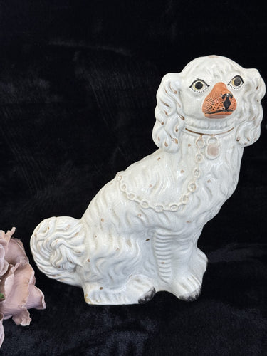 Antique Staffordshire Porcelain King Charles Spaniel Figurine Pair1