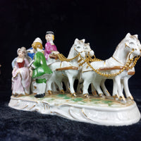 Thumbnail for Porcelain horse- marriage proposal scene 70s Drawn Carriage Vintage Music Box.5