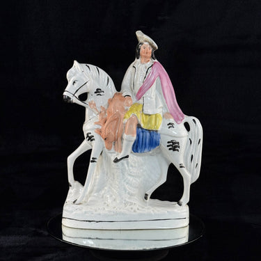 1800s Staffordshire Pottery Horse Rider Figure Large Hand Painted Antique seePic1